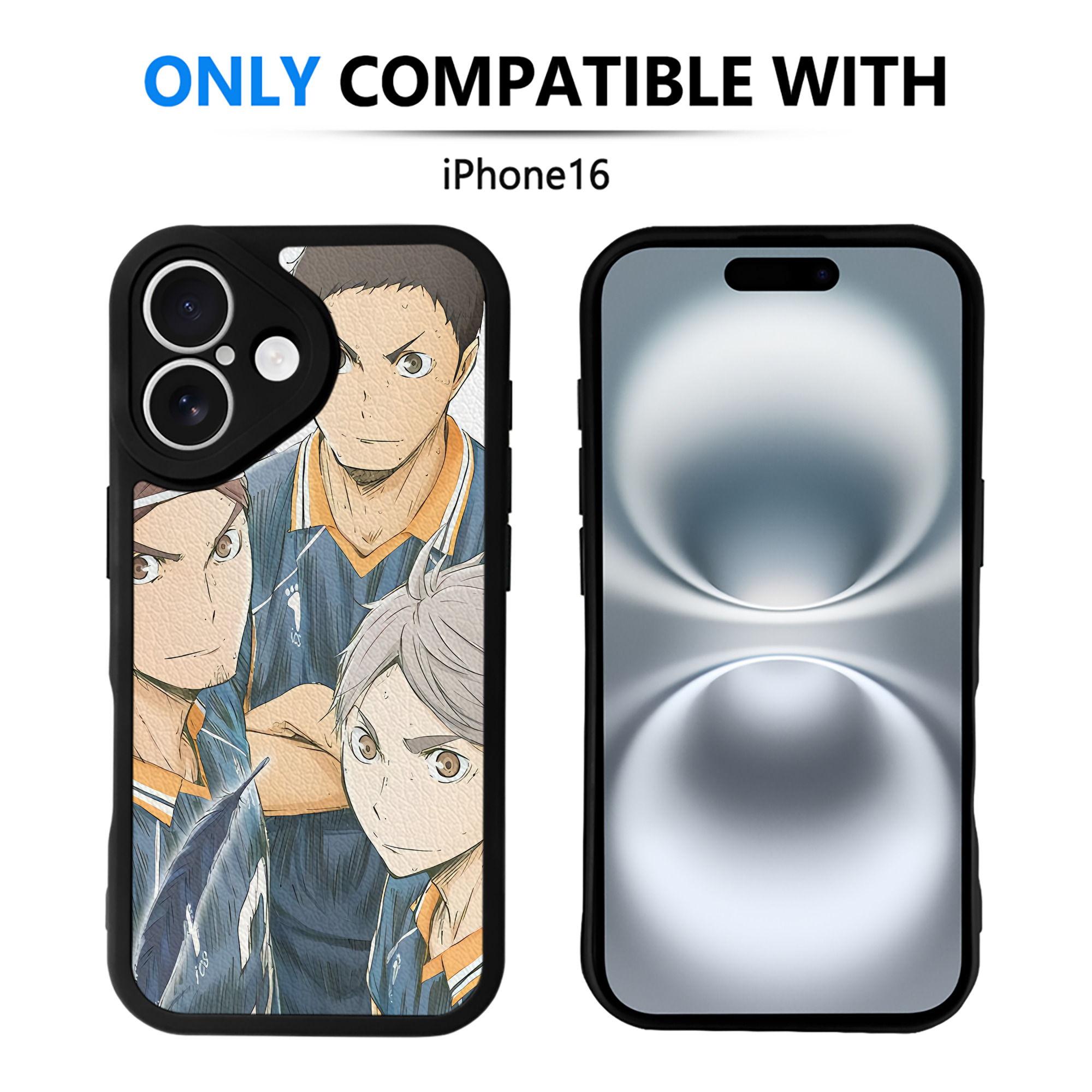 （画像用） ハイキュー!! Haikyu!! 【iPhone 16シリーズ対応】シリコンスマホケース（レザー調） 材質：シリコン